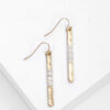 Two-tone Wire Wrapped Hammered Vertical Bar Dangle Drop Earrings