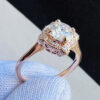 Vintage Rose Halo Moissanite Ring