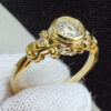 Vintage Style Bezel-Set Moissanite & Diamond Ring