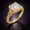 7mm princess cut moissanite gold ring with accent diamonds