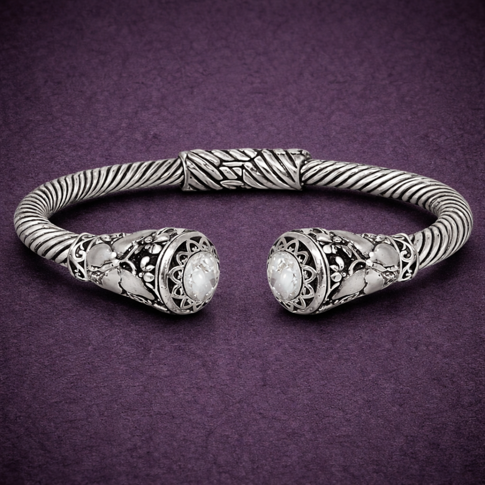 Designer textured hinge bangle bracelet - butterfly