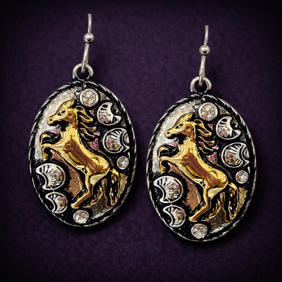 Western theme horse earrings