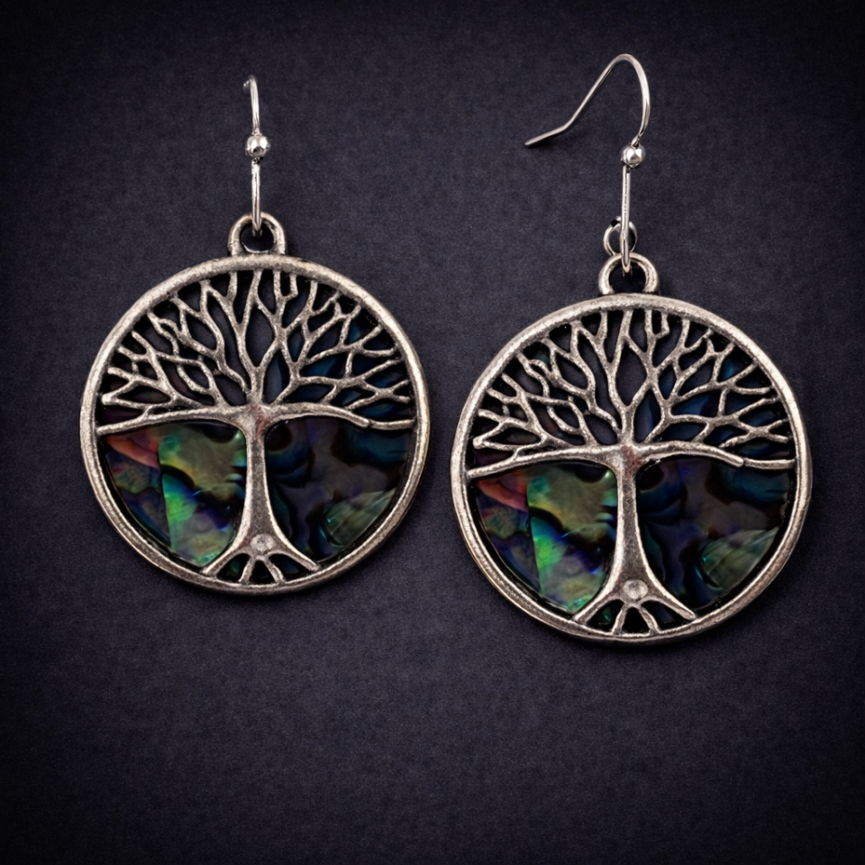 abalone tree of life earrings