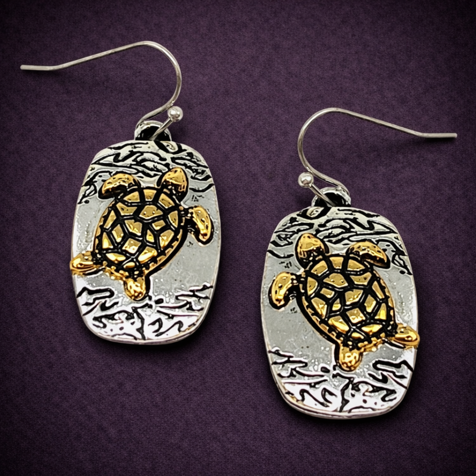 Sealife theme turtle earrings