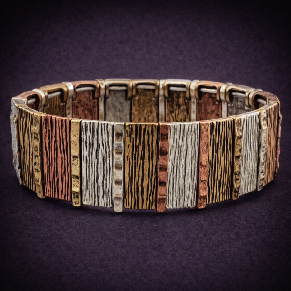 Vintage metal bar stretch bracelet