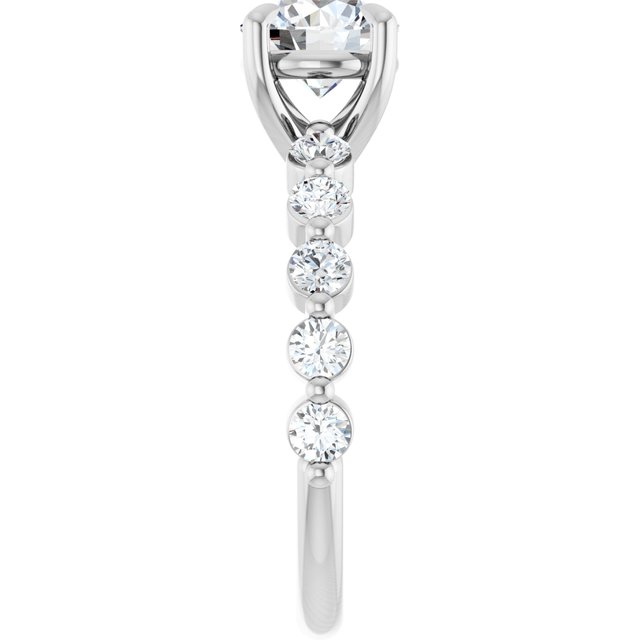 moissanite round center ring in continnum silver