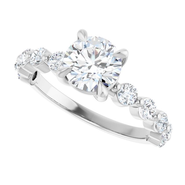 moissanite round center ring in continnum silver