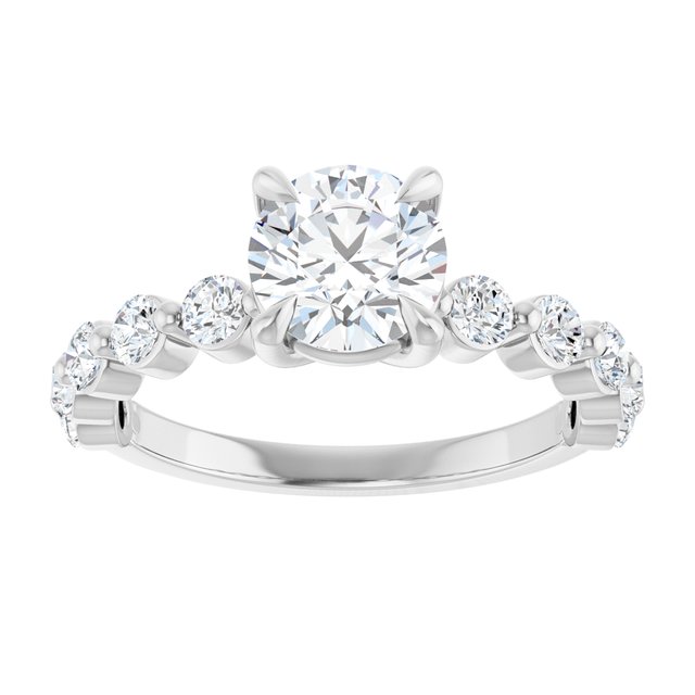 moissanite round center ring in continnum silver