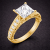 yellow gold moissanite ring princess cut center