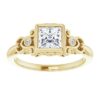 princess cut moissanite vintage style gold ring with diamond accents