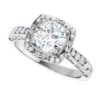 moissanite round vintage style ring in continuum silver