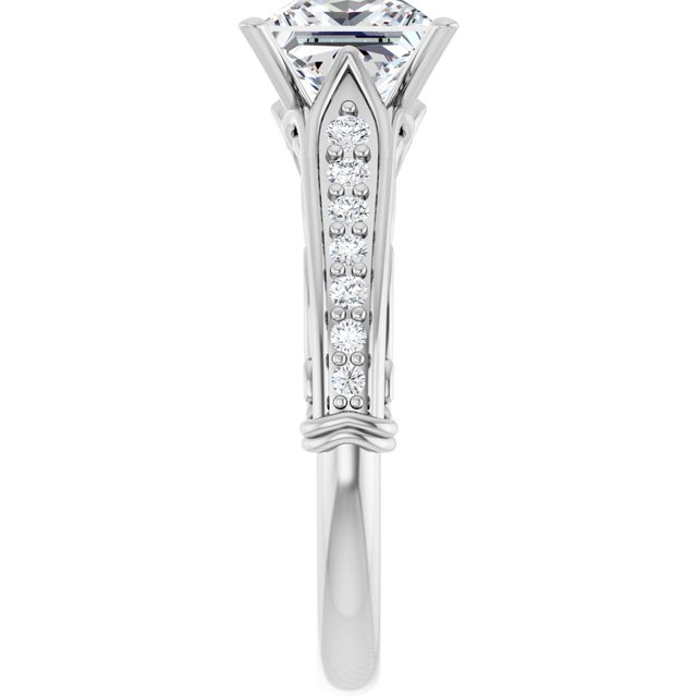 continuum silver moissanite ring princess cut center