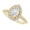 pear moissanite ring in yellow gold with diamond accents
