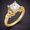 princess cut gold moissanite ring