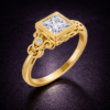 princess cut moissanite vintage style gold ring with diamond accents