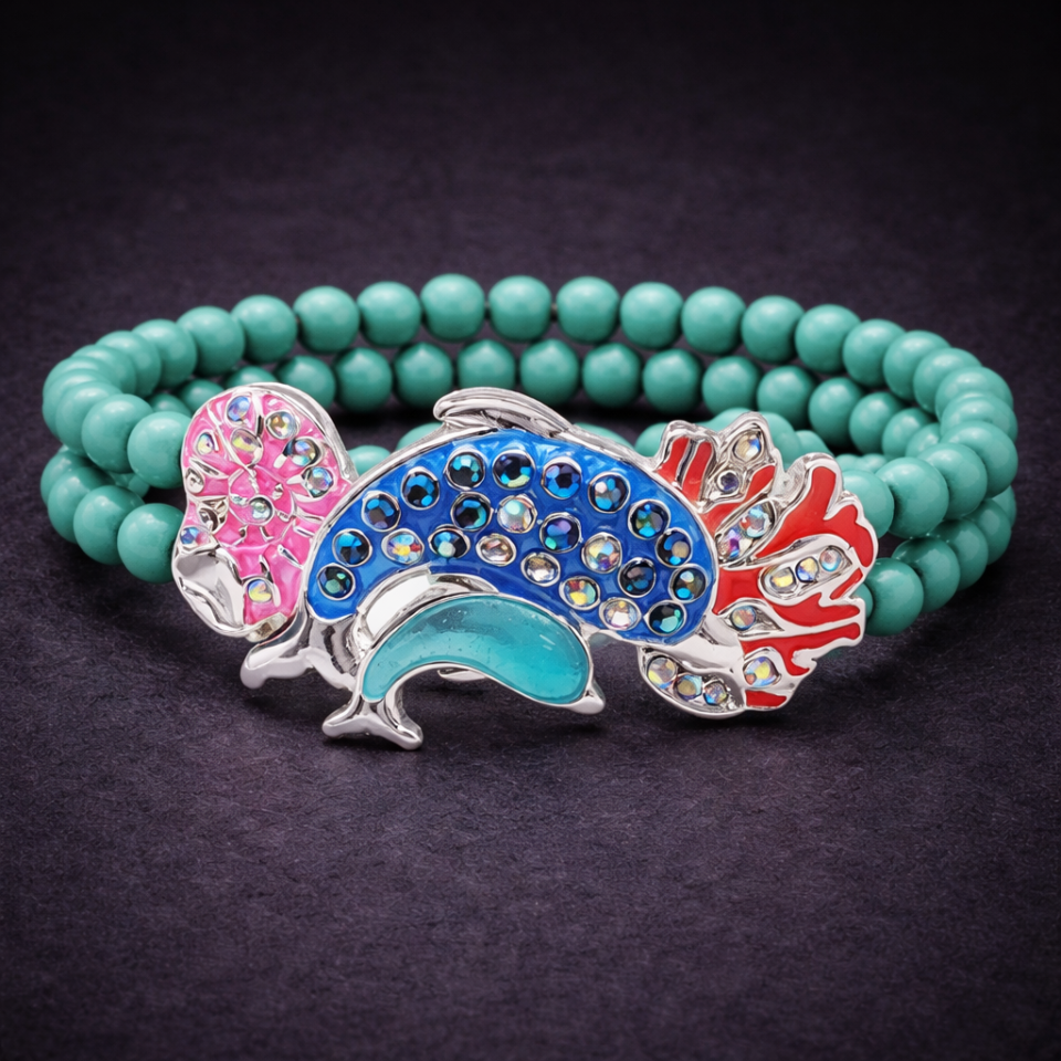 Sealife theme double stretch bracelet - dolphin