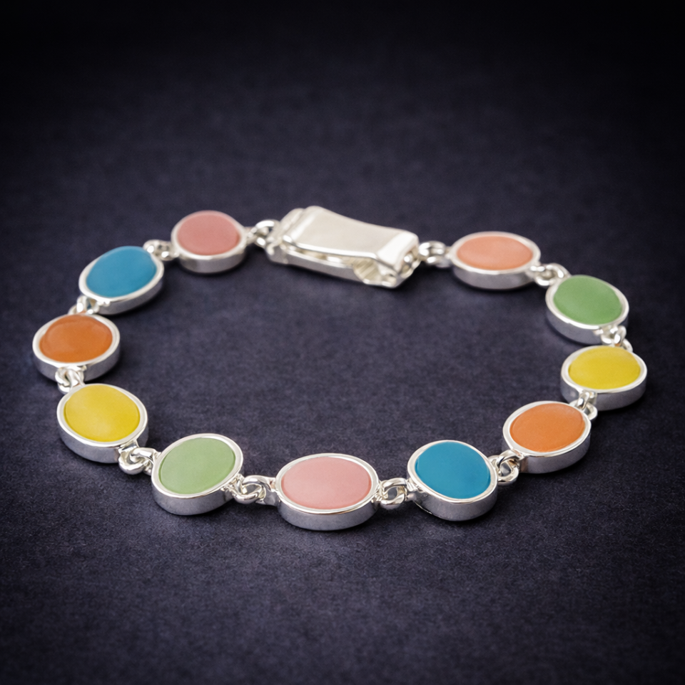 Sealife theme multi seaglass link magnetic bracelet