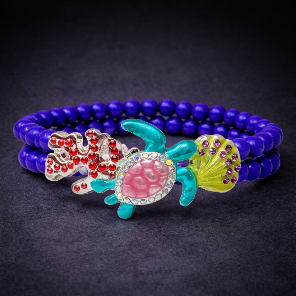 Sealife theme double stretch bracelet - turtle