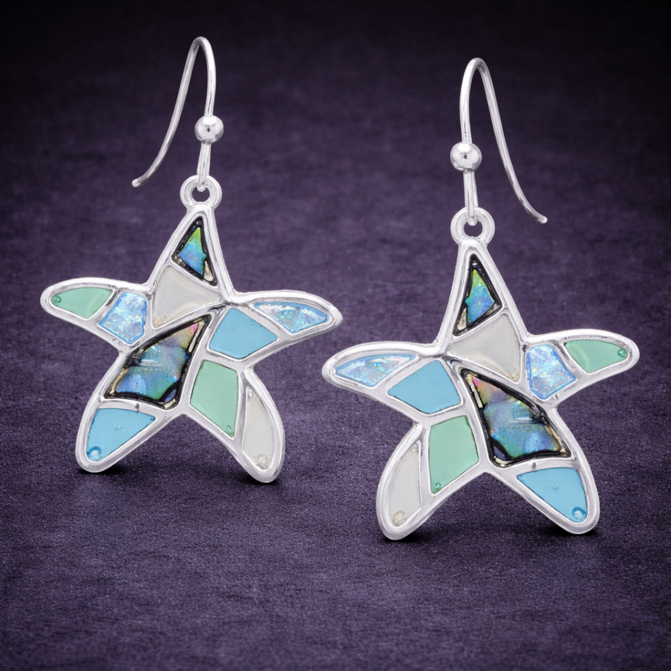 Abalone starfish earrings