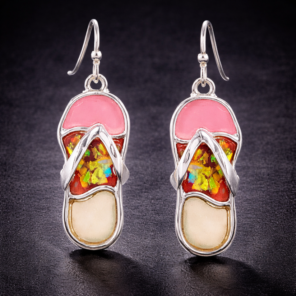 Pink flipflop earrings