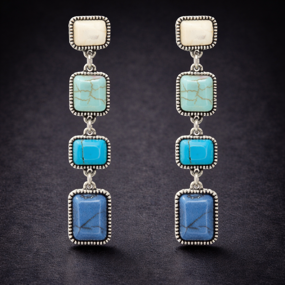 semi precious stone dangle drop earring