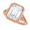 rose gold moissanite ring with bezel and diamond accents