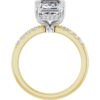 moissanite ring in yellow and white gold with accent diamonds