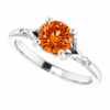 pumpkin spice orange moissanite ring in continuum silver