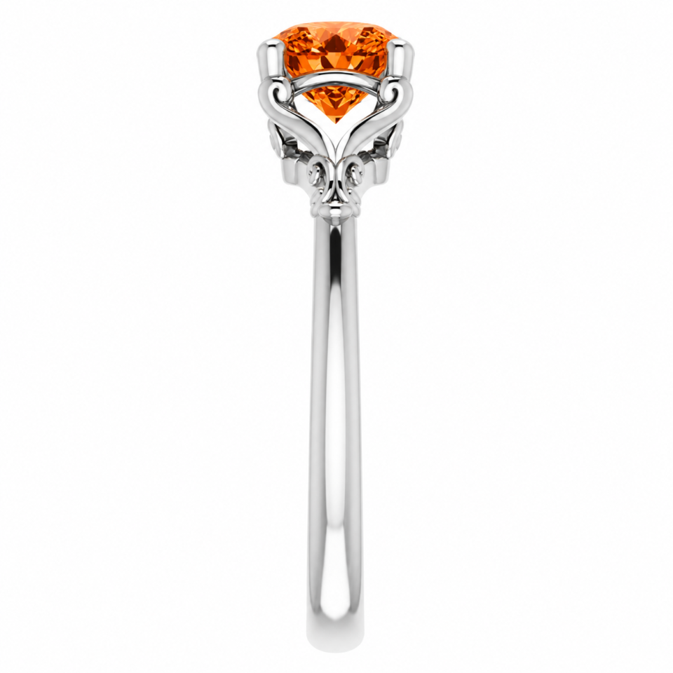 pumpkin spice orange moissanite ring in continuum silver