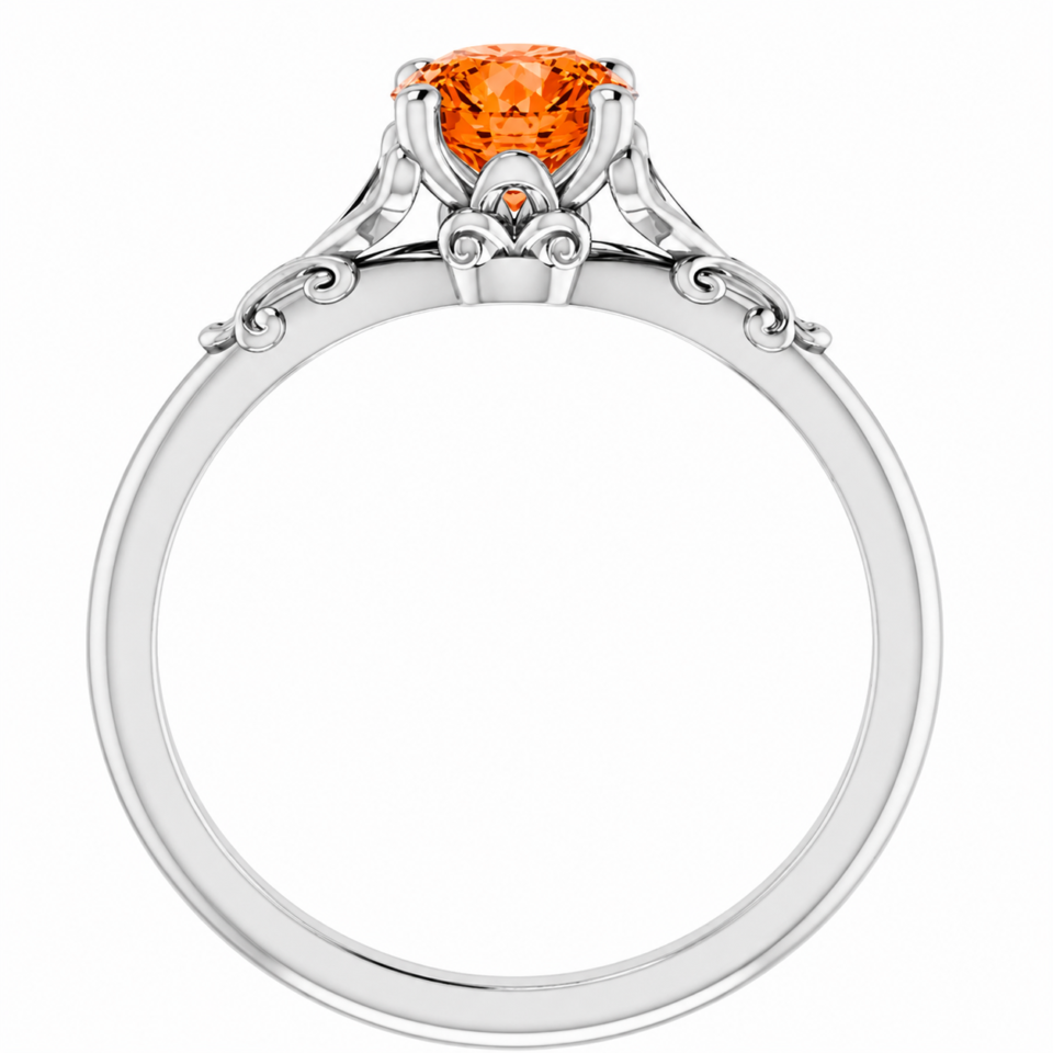 pumpkin spice orange moissanite ring in continuum silver