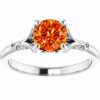 pumpkin spice orange moissanite ring in continuum silver