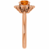pumpkin spice orange moissanite and diamond ring in rose gold