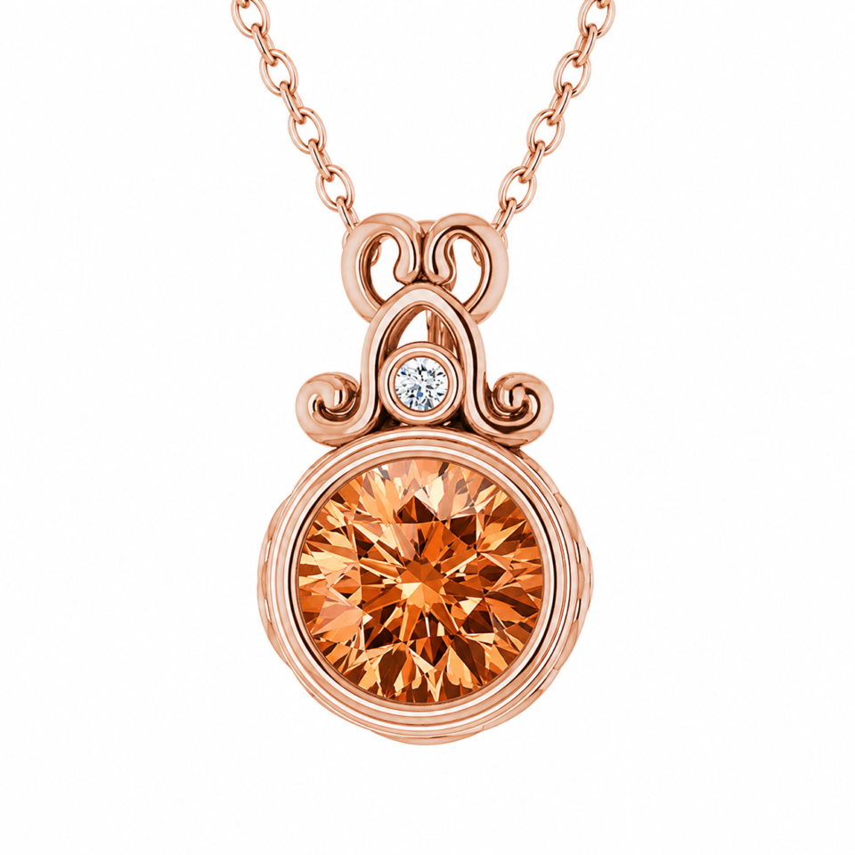 imperial ember pumpkin spice moissanite necklace in rose gold