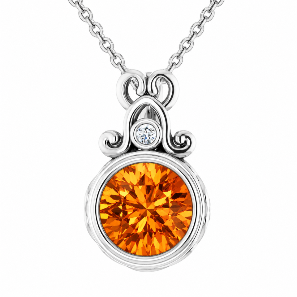 imperial ember pumpkin spice moissanite necklace in sterling silver