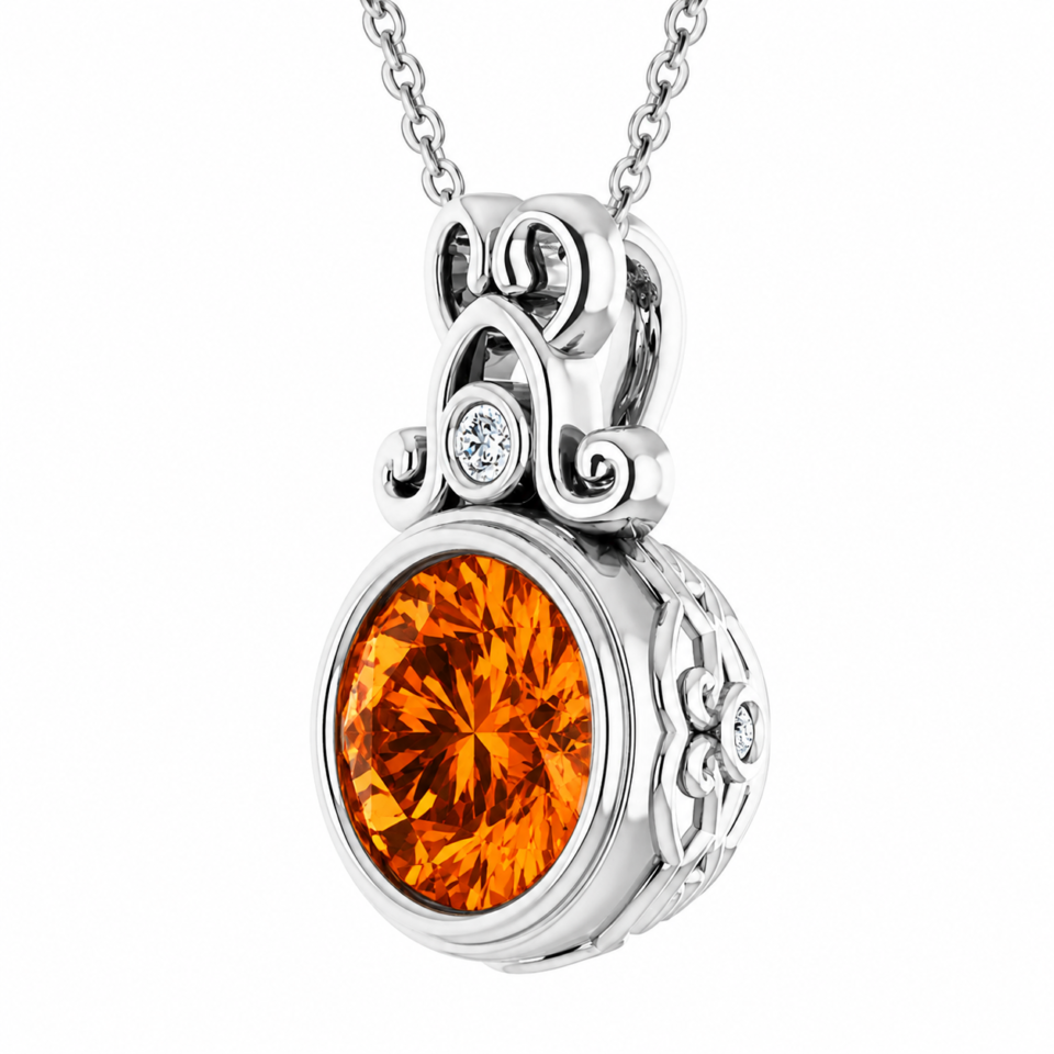 imperial ember pumpkin spice moissanite necklace in sterling silver
