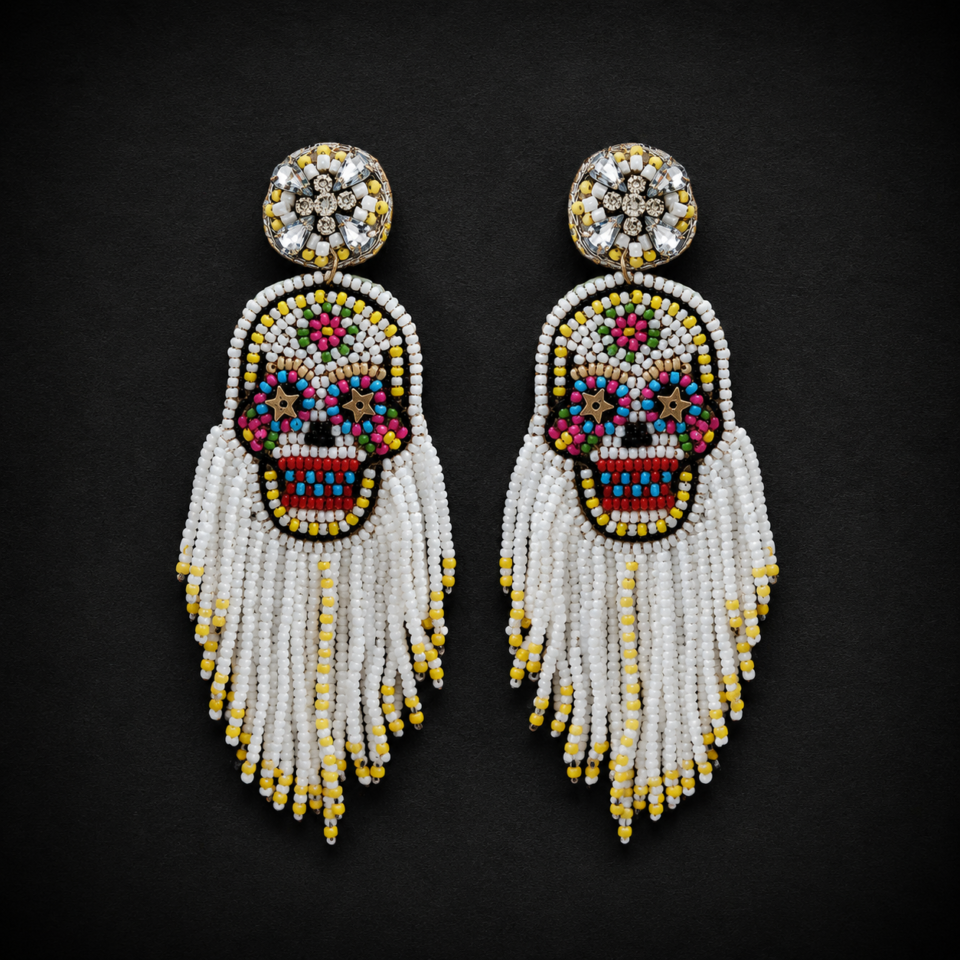 Hand-beaded Day of The Dead Earrings