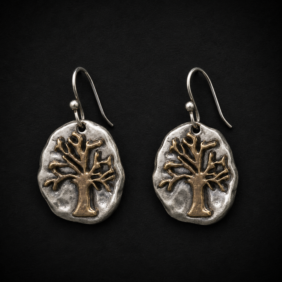 Two-Tone Tree of Life Earrings