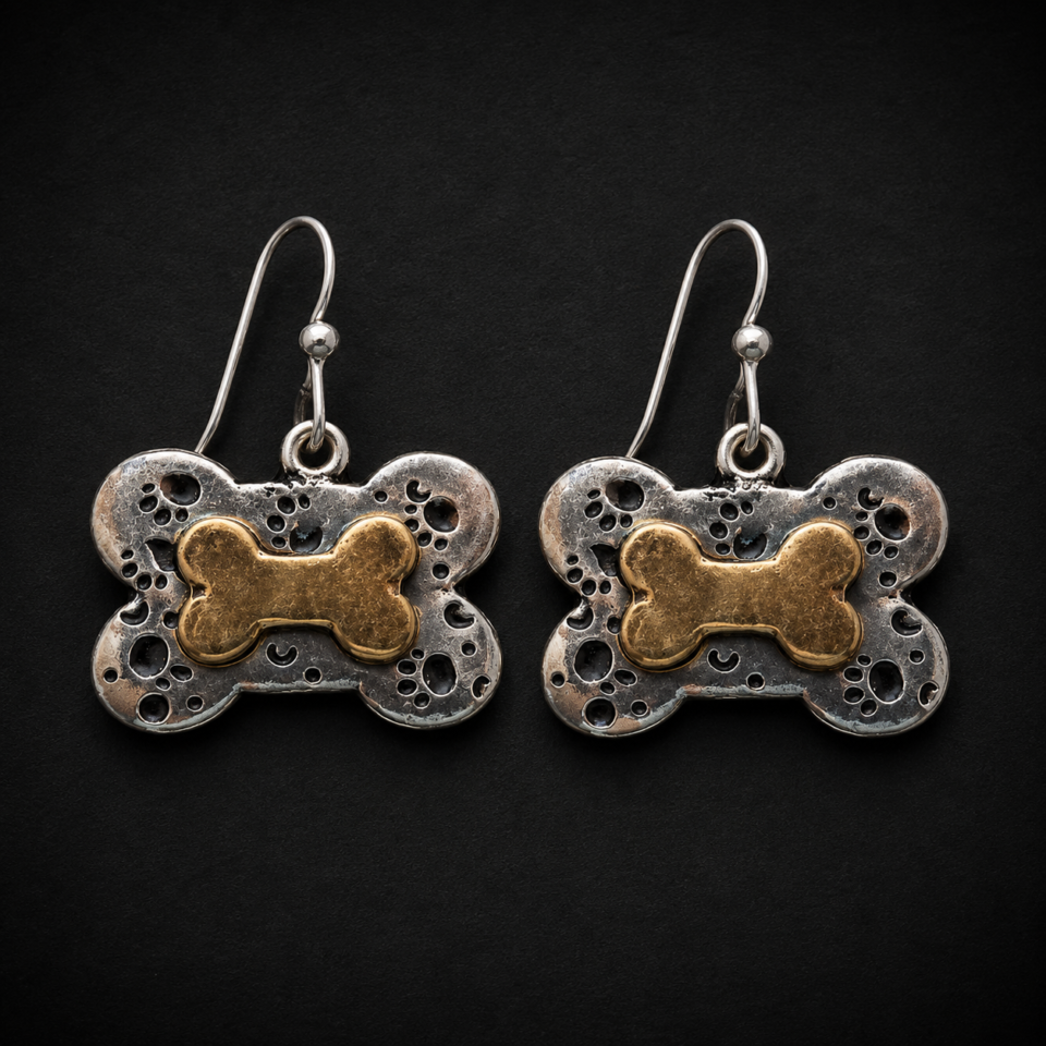 Two-Tone Dog Bone Earrings