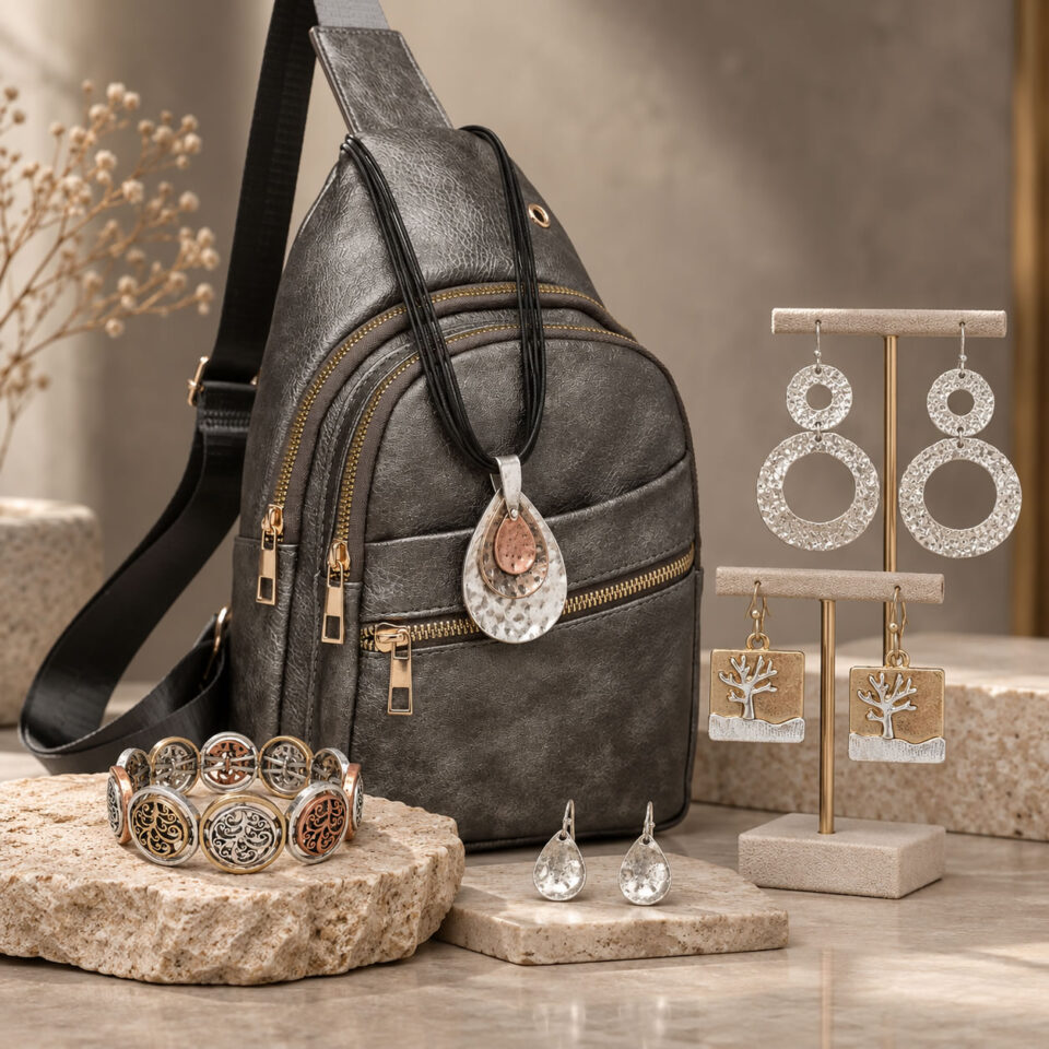 pewter oxford sling handbag jewelry collection