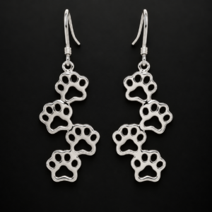 silver paw earrings